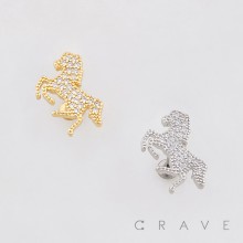 MULTI CZ PRANCING HORSE STALLION MUSTANG 3D TOP PUSHIN (THREADLESS) 316L SURGICAL STEEL LABRET SET